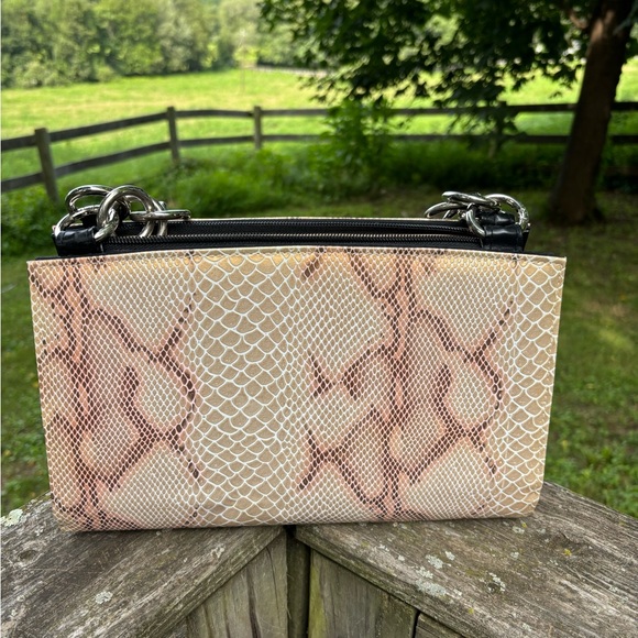 Miche Snakeskin Patterned Beige and Dark Pink Women's Handbag/Shoulder Bag - Picture 3 of 9
